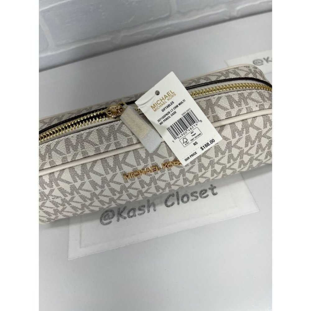 Michael Kors MK Giftables MD Makeup/Pencil Case - Light Cream Multi - Picture 7 of 8